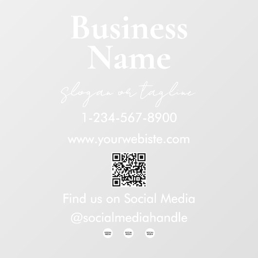 Ihr Firmenname speichert QR Code Social Media Fensteraufkleber (Blatt)
