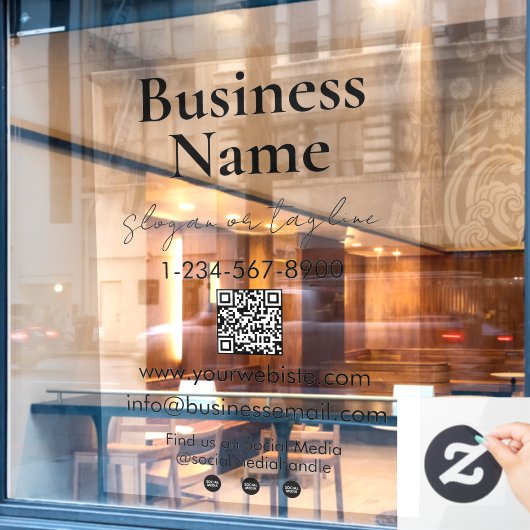 Ihr Firmenname Storefront QR Code Kontaktinformati Fensteraufkleber (Café-Fenster)