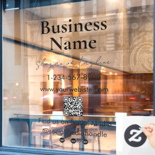Ihr Firmenname Storefront QR Code Social Media Fensteraufkleber