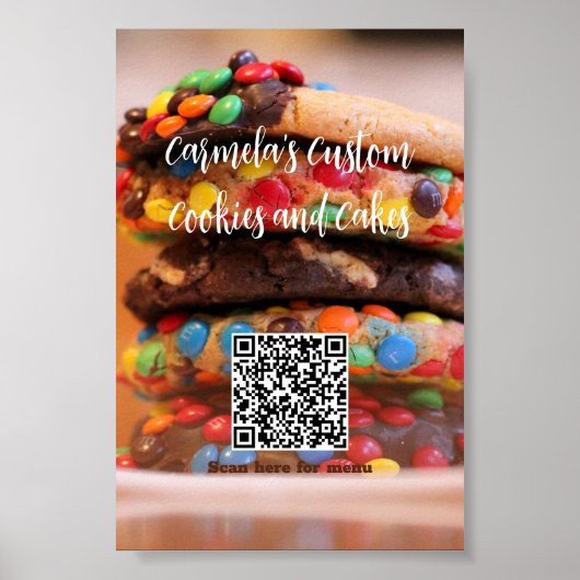 Ihr Firmenname Text mit Menü QR-Foto Poster (Vorne)