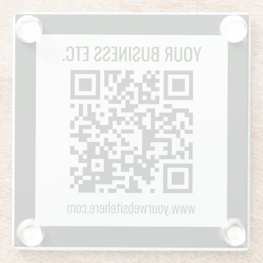 Ihr Firmenname und Ihr bearbeitbarer QR-Code Glasuntersetzer (Rückseite)