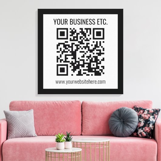 Ihr Firmenname und Ihr bearbeitbarer QR-Code Leinwanddruck (Insitu (Wohnzimmer))