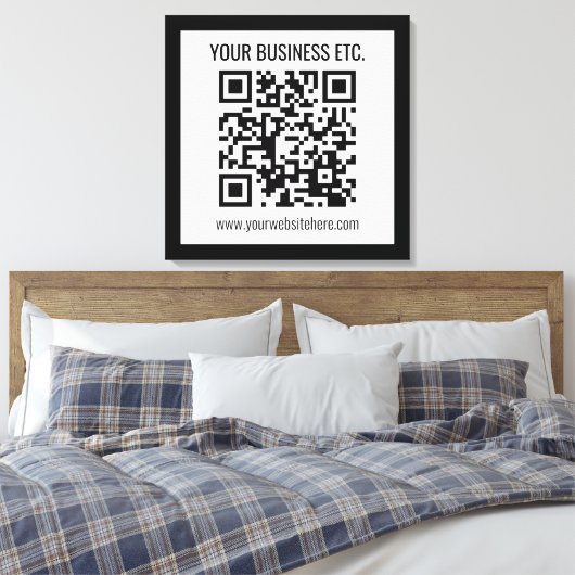 Ihr Firmenname und Ihr bearbeitbarer QR-Code Leinwanddruck (Insitu (Schlafzimmer))