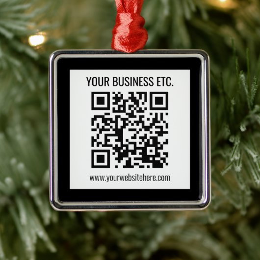 Ihr Firmenname und Ihr bearbeitbarer QR-Code Ornament Aus Metall (Baum)