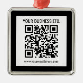 Ihr Firmenname und Ihr bearbeitbarer QR-Code Ornament Aus Metall (Vorne)