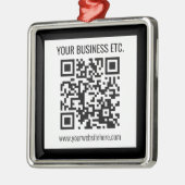 Ihr Firmenname und Ihr bearbeitbarer QR-Code Ornament Aus Metall (Links)