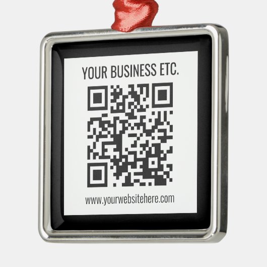 Ihr Firmenname und Ihr bearbeitbarer QR-Code Ornament Aus Metall (Links)