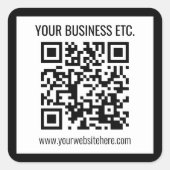 Ihr Firmenname und Ihr bearbeitbarer QR-Code Quadratischer Aufkleber (Vorderseite)