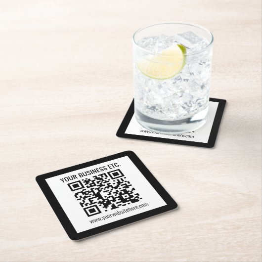 Ihr Firmenname und Ihr bearbeitbarer QR-Code Rechteckiger Pappuntersetzer (Vor Ort)