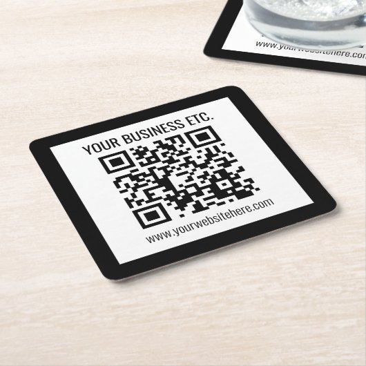 Ihr Firmenname und Ihr bearbeitbarer QR-Code Rechteckiger Pappuntersetzer (angewinkelt)