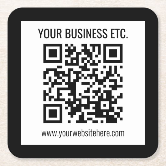 Ihr Firmenname und Ihr bearbeitbarer QR-Code Rechteckiger Pappuntersetzer (Vorderseite)