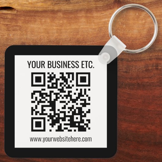 Ihr Firmenname und Ihr bearbeitbarer QR-Code Schlüsselanhänger (Rückseite)