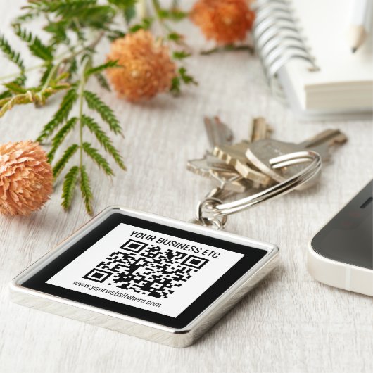 Ihr Firmenname und Ihr bearbeitbarer QR-Code Schlüsselanhänger (Seite)
