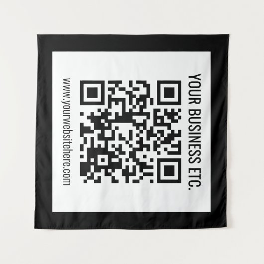 Ihr Firmenname und Ihr bearbeitbarer QR-Code Wandteppich (Vorderseite (Horizontal))