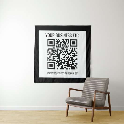 Ihr Firmenname und Ihr bearbeitbarer QR-Code Wandteppich (Beispiel)