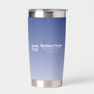 Ihr Firmenname und Ihr Logo Editable Blue & Whit Thermobecher