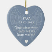 Ihr Flügel Personalisierte Gedenkherz Blau Keramik Ornament (Rechts)