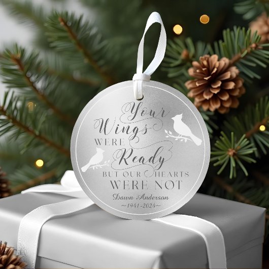 Ihr Flügel war bereit für Silver Memorial Kardinal Ornament