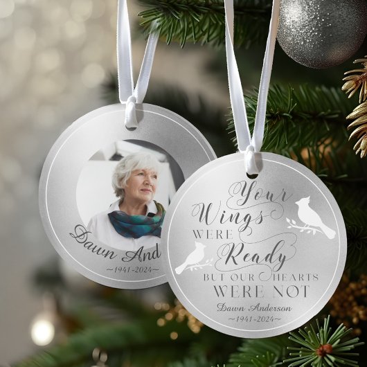 Ihr Flügel war bereit für Silver Memorial Kardinal Ornament