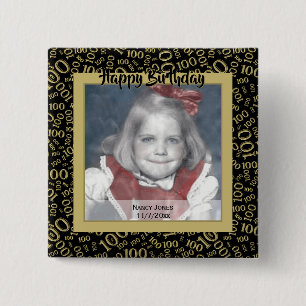 Ihr Foto:  100. Nummer Muster Gold und Schwarz Button