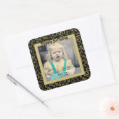 Ihr Foto: 100. Zahlenmuster Schwarz/Gold Quadratischer Aufkleber (Umschlag)