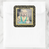 Ihr Foto: 100. Zahlenmuster Schwarz/Gold Quadratischer Aufkleber (Tasche)