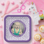 Ihr Foto 100 Zufallszahlenmuster Lila/weiß Pappteller (Party)