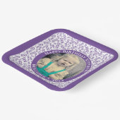 Ihr Foto 100 Zufallszahlenmuster Lila/weiß Pappteller (Gewinkelt)