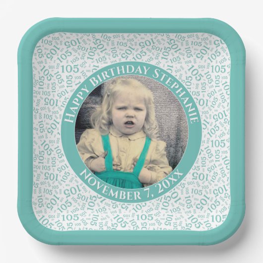 Ihr Foto 105 Zufallszahlenmuster Aquamarin/weiß Pappteller (Vorderseite)