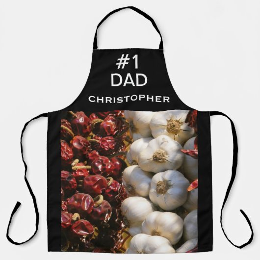Ihr Foto, #1 Vater, Name oder Knoblauch/Paprikasch Schürze (Vorderseite)
