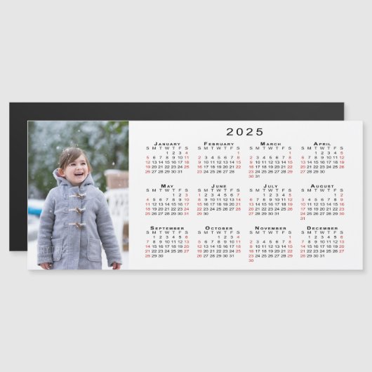 Ihr Foto 2025 Kalender auf dem White Magnet (Vorne/Hinten)