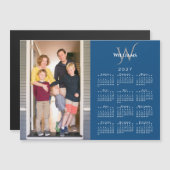 Ihr Foto 2027 Kalender Monogramm Name Blau Magnet (Vorne/Hinten)