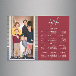 Ihr Foto 2027 Kalender Monogramm Name Rot Magnet