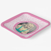 Ihr Foto 20 Muster für zufällige Zahlen Rosa/Weiß Pappteller (Gewinkelt)