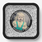 Ihr Foto 20 Random Zahlenmuster Schwarz/Weiß Pappteller (Vorderseite)