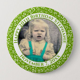 Ihr Foto 25. Geburtstag Zahlenmuster Grün Button