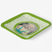 Ihr Foto 25 Muster für zufällige Zahlen Grün/Weiß Pappteller (Gewinkelt)