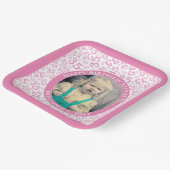 Ihr Foto 35 Random Zahlenmuster Rosa/Weiß Pappteller (Gewinkelt)