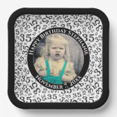 Ihr Foto 35 Random Zahlenmuster Schwarz/Weiß Pappteller (Vorderseite)