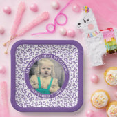 Ihr Foto 35 Zufallszahlenmuster Lila/weiß Pappteller (Party)