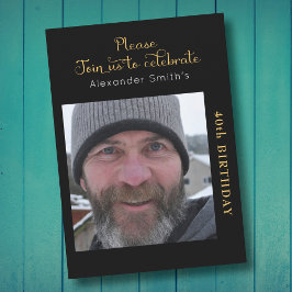 Ihr Foto 40. Geburtstag Schwarz und Gold Einladung