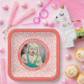 Ihr Foto 40 Random Number Pattern Coral/White Pappteller (Party)