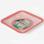 Ihr Foto 40 Random Number Pattern Coral/White Pappteller (Gewinkelt)