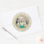 Ihr Foto 40. Random Number Pattern Gold Runder Aufkleber (Umschlag)