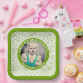 Ihr Foto 40 Random Zahlenmuster Grün/Weiß Pappteller (Party)