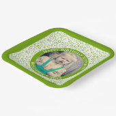 Ihr Foto 40 Random Zahlenmuster Grün/Weiß Pappteller (Gewinkelt)