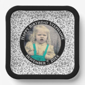 Ihr Foto 40 Random Zahlenmuster Schwarz/Weiß Pappteller (Vorderseite)