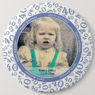 Ihr Foto:  40. Zahlenmuster Blau und Weiß Button