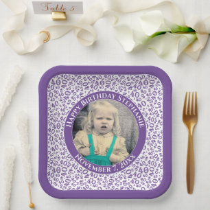 Ihr Foto 40 Zufallszahlenmuster Lila/weiß Pappteller