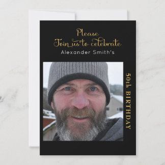 Ihr Foto 50. Geburtstag Black Gold Einladung